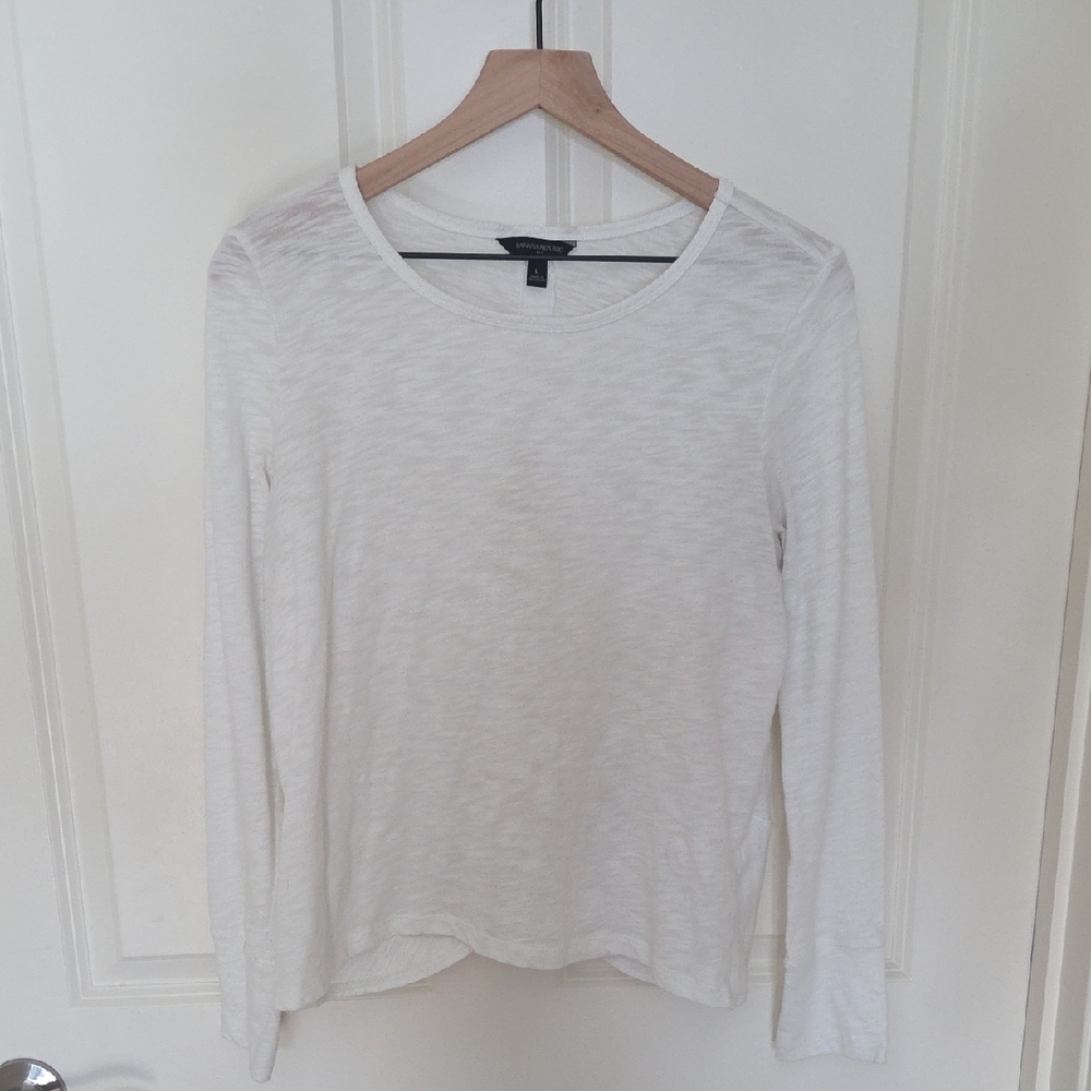Banana Republic Soft White Long Sleeve Open Back Tee